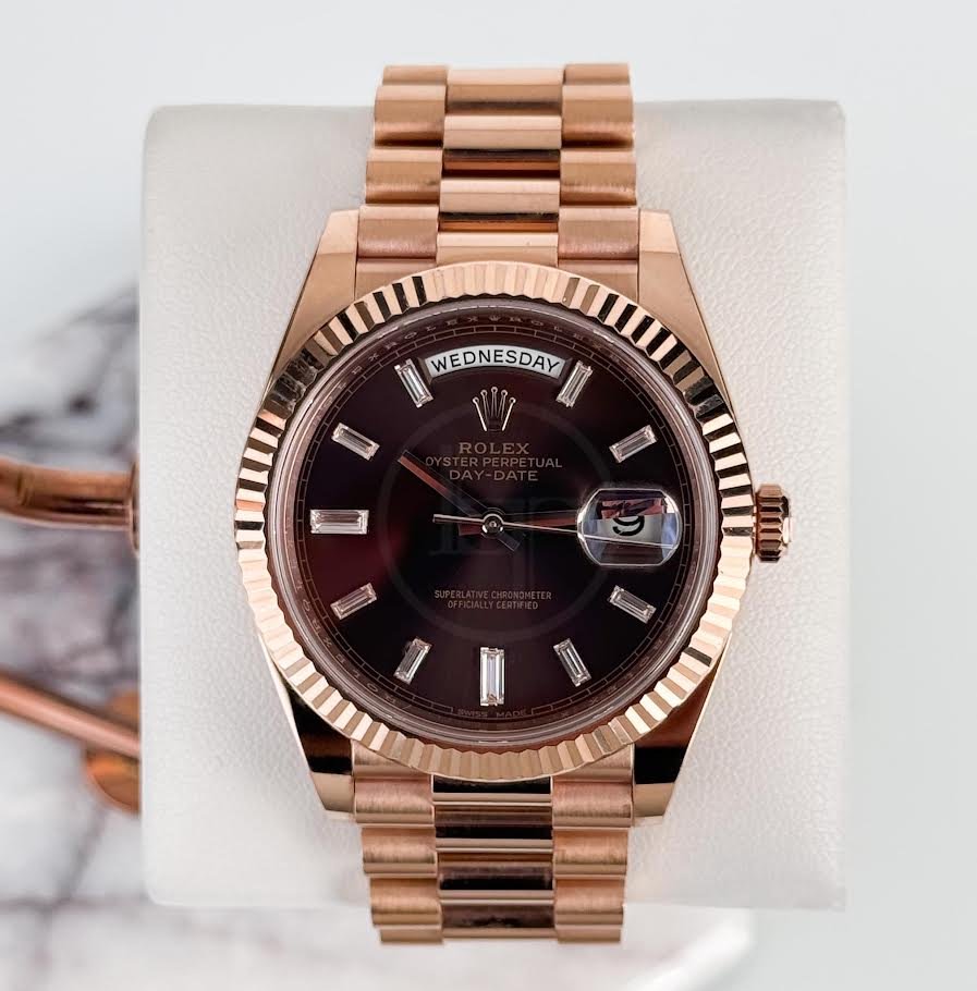 0_0740b5a6-ebe7-4376-b759-f5247dfeb64e.jpg Rolex Day-Date 40 Rose Gold Chocolate Diamond Dial & Fluted Bezel President Bracelet 228235 - - 图片 1