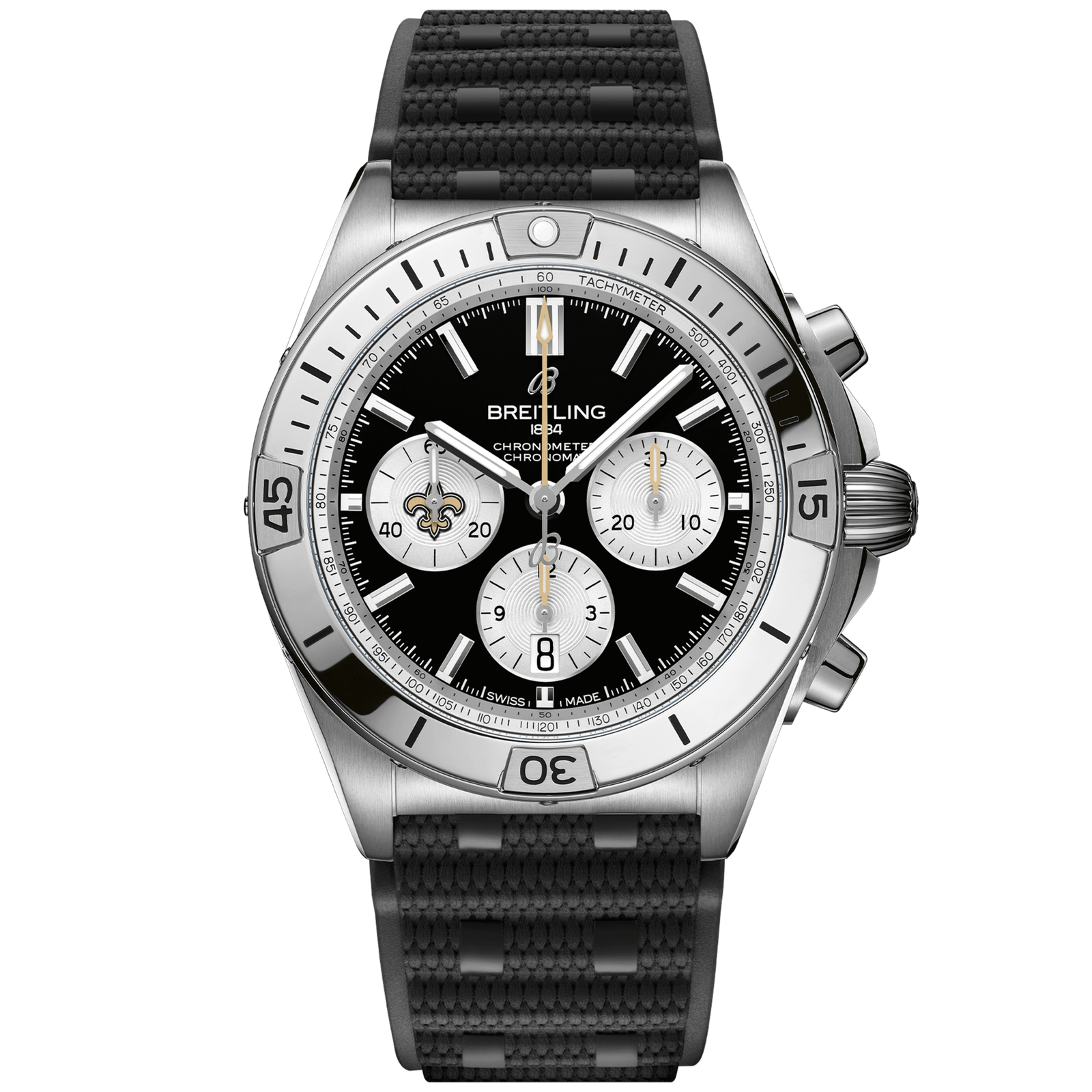 Chronomat_B0142_AB01342B1B4S1_RUBBER_NEW_ORLEANS_SAINTS_DIGITAL-scaled-1.png Chronomat B01 42 NFL New Orleans Saints Edition AB01342B1B4S1 - 图片 1