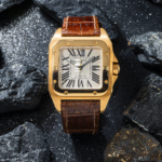Cartier Santos Large Rose Gold Mens Watch WGSA0019 with Brown Leather Bracelet - 图片 6