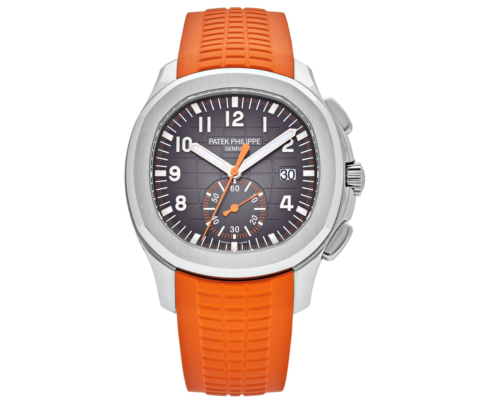 Pre-Owned-Patek-Philippe-Aquanaut-Chronograph-5968A-001-Stainless-Steel-Black-Embossed-Dial-Orange-Rubber-Strap-JD-Watches-NY.png Patek Philippe Aquanaut Chronograph 5968A-001 – Stainless Steel – Black Embossed Dial – Orange Rubber Strap - 图片 1