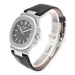 Patek Philippe Nautilus 18K White Gold Black Strap Mens Watch 5711 - 图片 4
