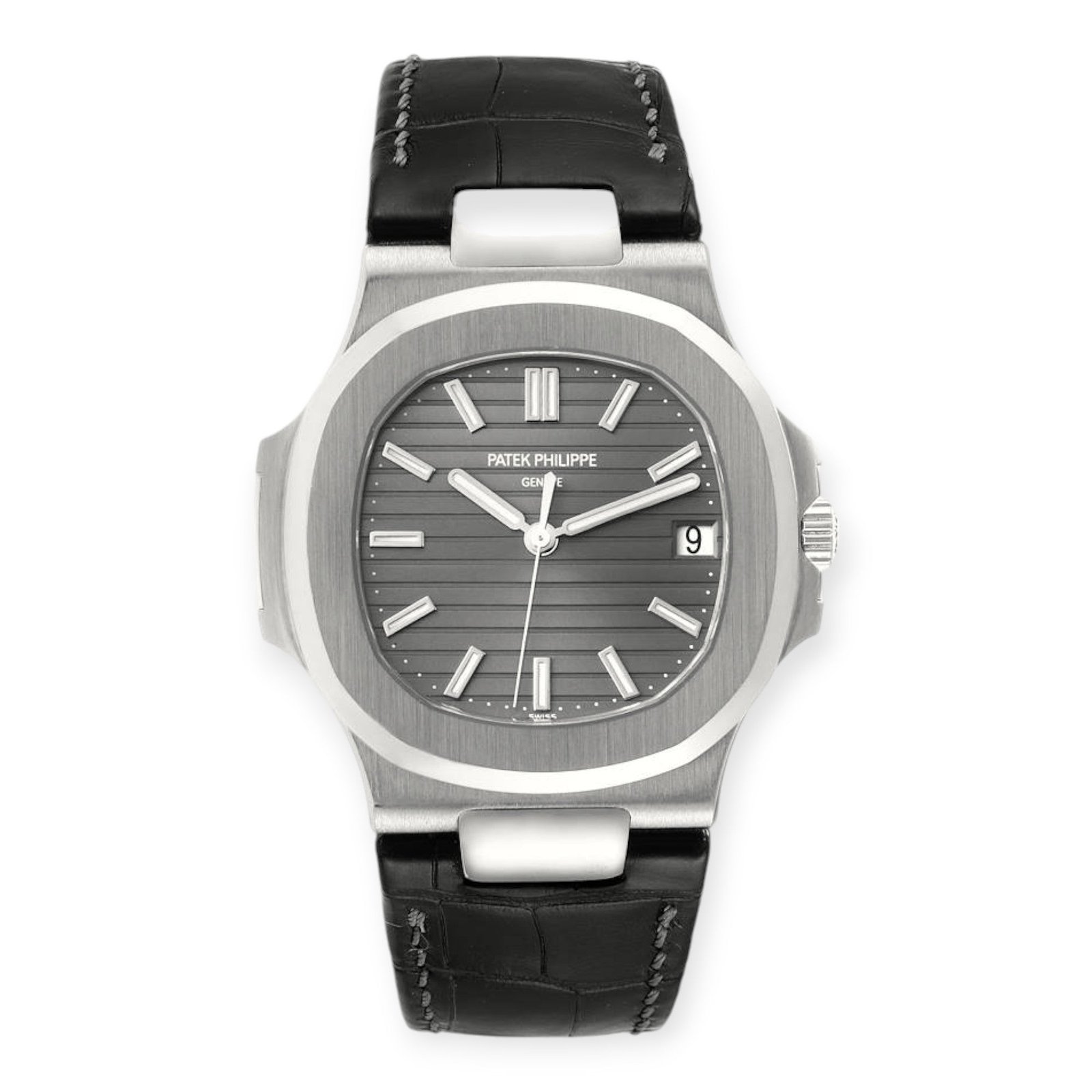 Pre-Owned-Patek-Philippe-Nautilus-18K-White-Gold-Black-Strap-Mens-Watch-5711-JD-Watches-NY.jpg Patek Philippe Nautilus 18K White Gold Black Strap Mens Watch 5711 - 图片 1