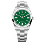 Rolex Oyster Perpetual 124300-0005 – Green Dial with Smooth Bezel and Stainless Steel Oyster Bracelet