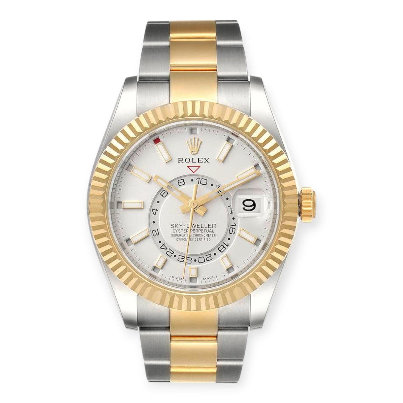 Pre-Owned-Rolex-Sky-Dweller-Yellow-326933-Gold-Steel-White-Dial-Mens-Watch-JD-Watches-NY.jpg Rolex Sky Dweller Yellow 326933 Gold Steel White Dial Mens Watch - 图片 1