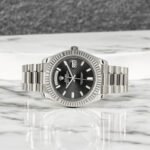 Rolex White Gold Day-Date 40 Watch Black Baguette Diamond Dial - President Bracelet - 图片 2