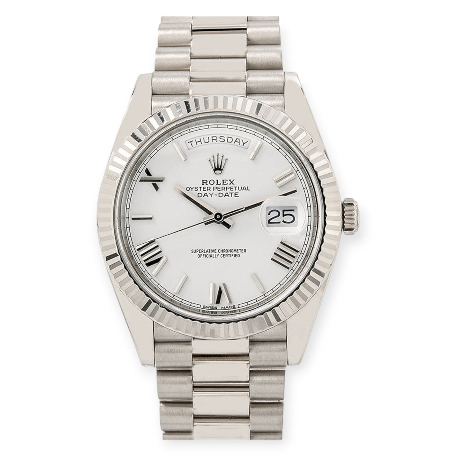 Pre-Owned-Rolex-White-Gold-Day-Date-40-Watch-White-Roman-Dial-President-Bracelet-228239-JD-Watches-NY.jpg Rolex White Gold Day-Date 40 Watch White Roman Dial - President Bracelet 228239 - 图片 1