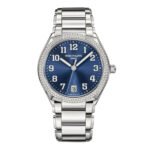 36mm Steel Sunburst Blue Dial Diamond Bezel Bracelet