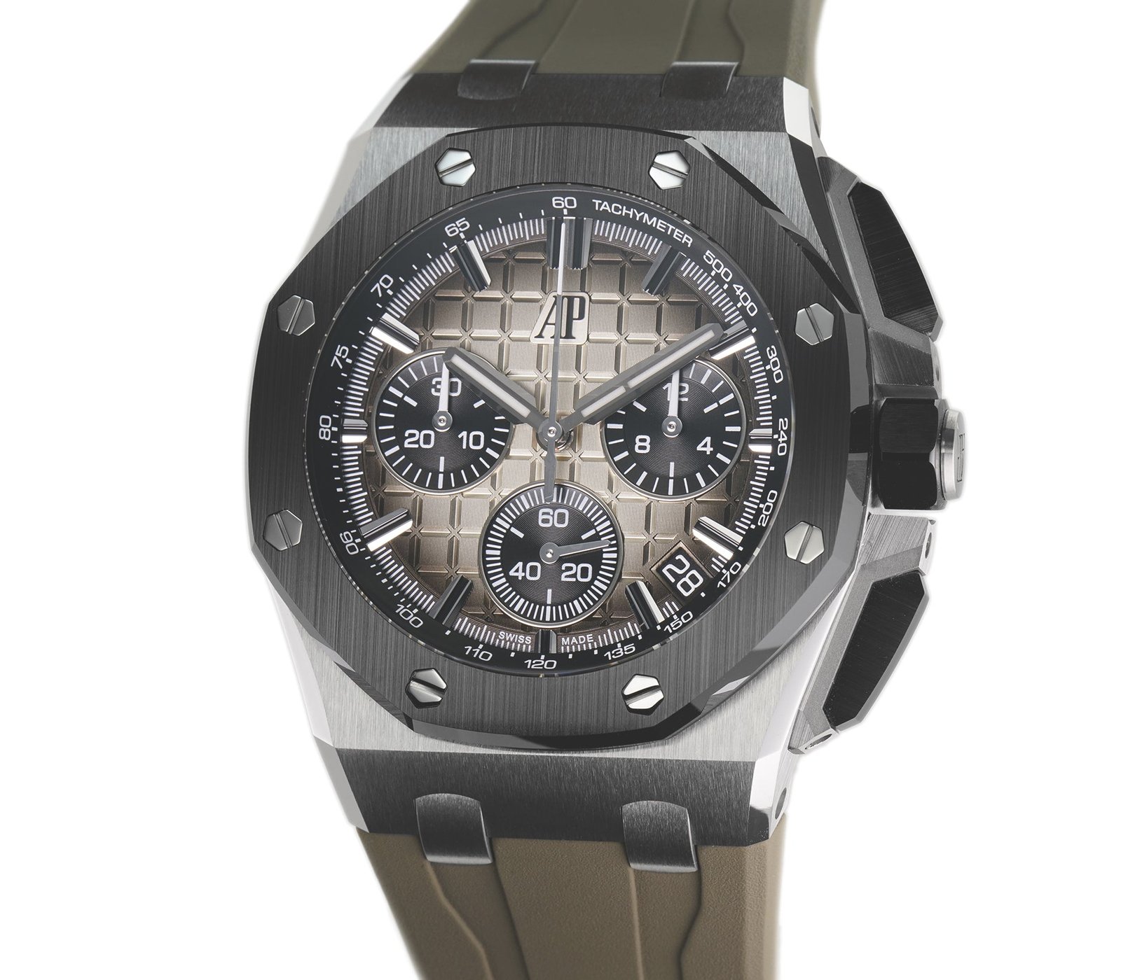 Untitled-1_c10877df-8efd-45cb-b93a-e8ce19a7486b.jpg 43mm Chronograph Steel Ceramic Smoked Light Brown Dial Taupe Strap - 图片 1