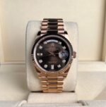 Rolex Day-Date 36 Rose Gold Brown Ombre Diamond Dial & Fluted Bezel President Bracelet 128235 - 图片 2