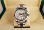 Rolex Day-Date 41mm White Gold Silver Diamond Dial & Fluted Bezel Oyster Bracelet 218239 - 图片 2
